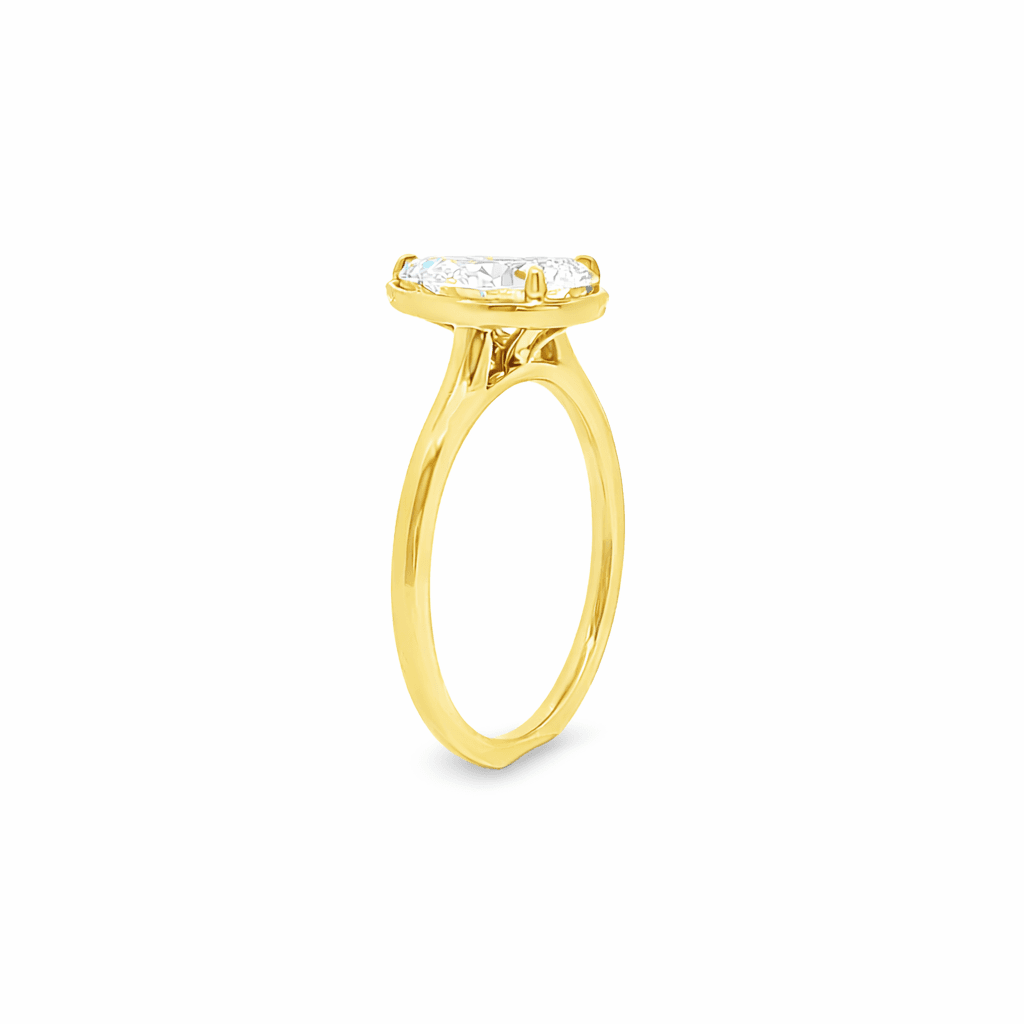 9ct Yellow Gold Pear Cut Lab Grown Diamond Georgian Style Solitaire Ring – 2.07ct TDW