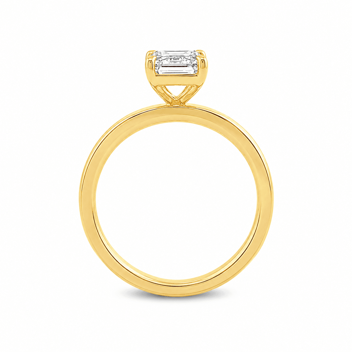 14ct YG 4 eagle claw set EM LGD solitaire 1.50ct E VS2 IGI with wide flat band || IGI 627471025