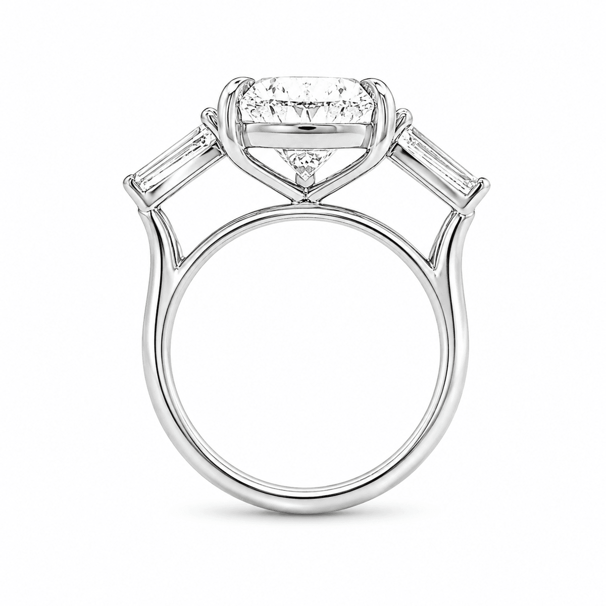 Platinum 6.00ct Pear Cut Trilogy with Tapered Baguette Side Stones Engagement Ring