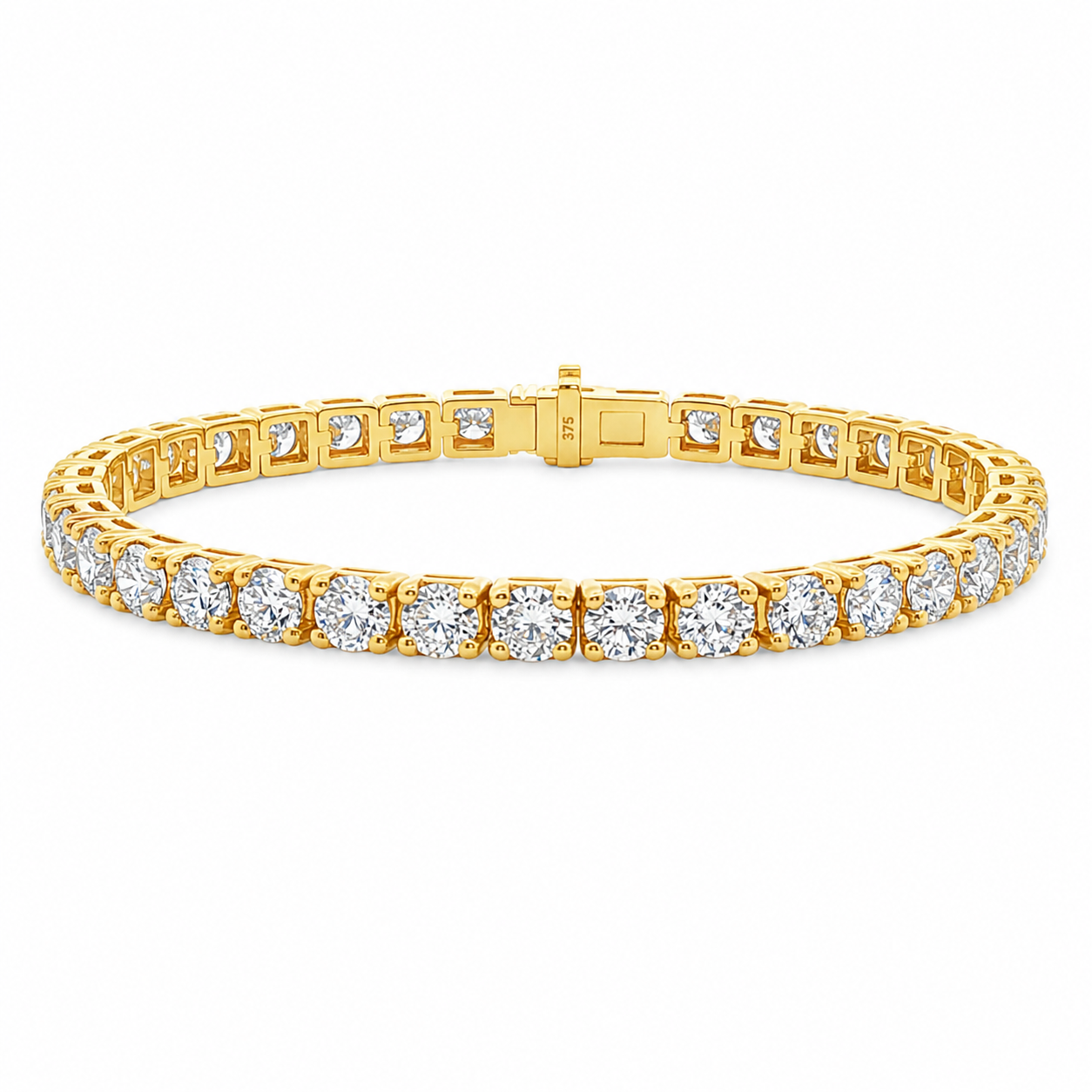 9ct Yellow Gold Round Lab Grown Diamond Tennis Bracelet – 12.50ct TDW