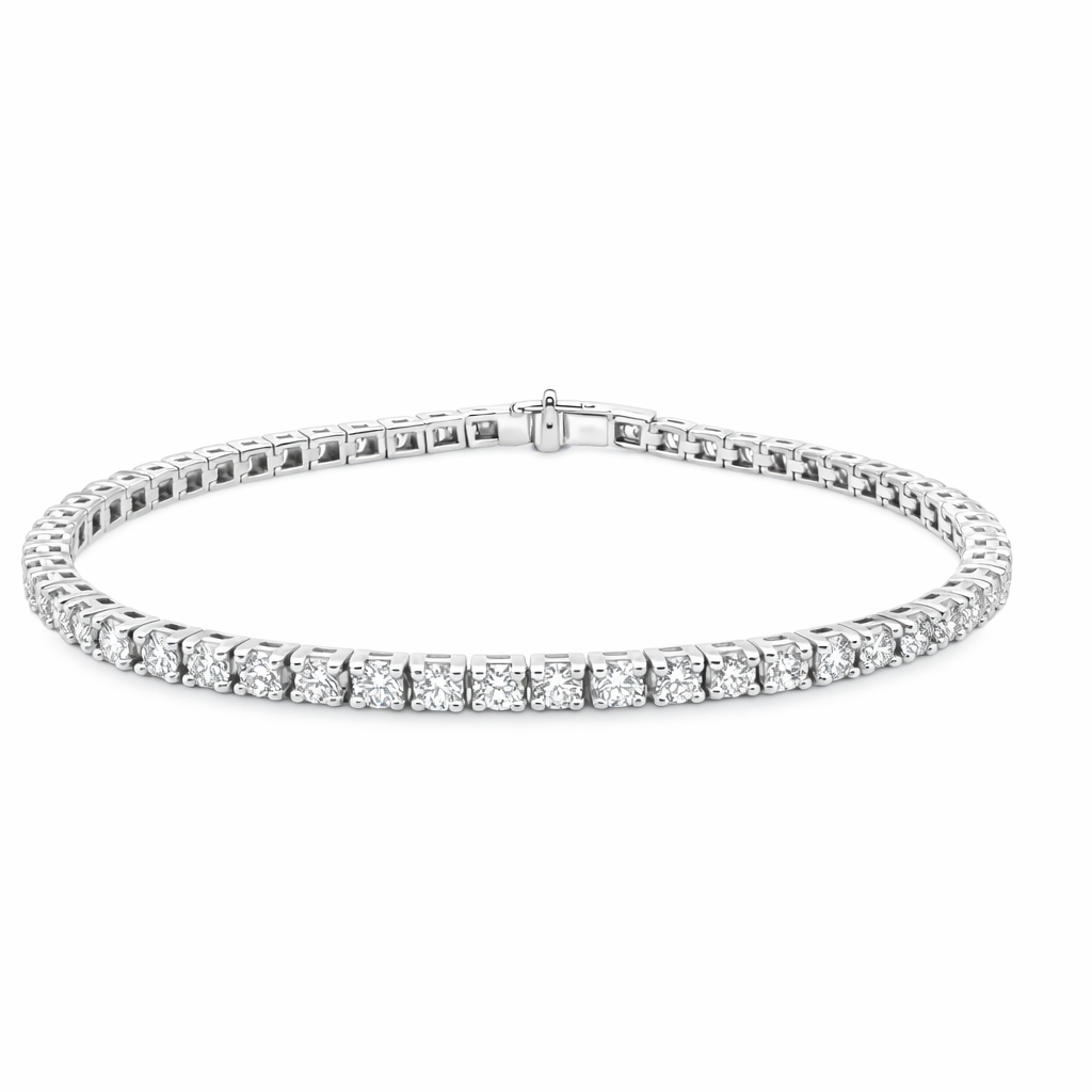 9ct White Gold Claw Set Round Lab Grown Diamond Tennis Bracelet – 5.89ct TDW