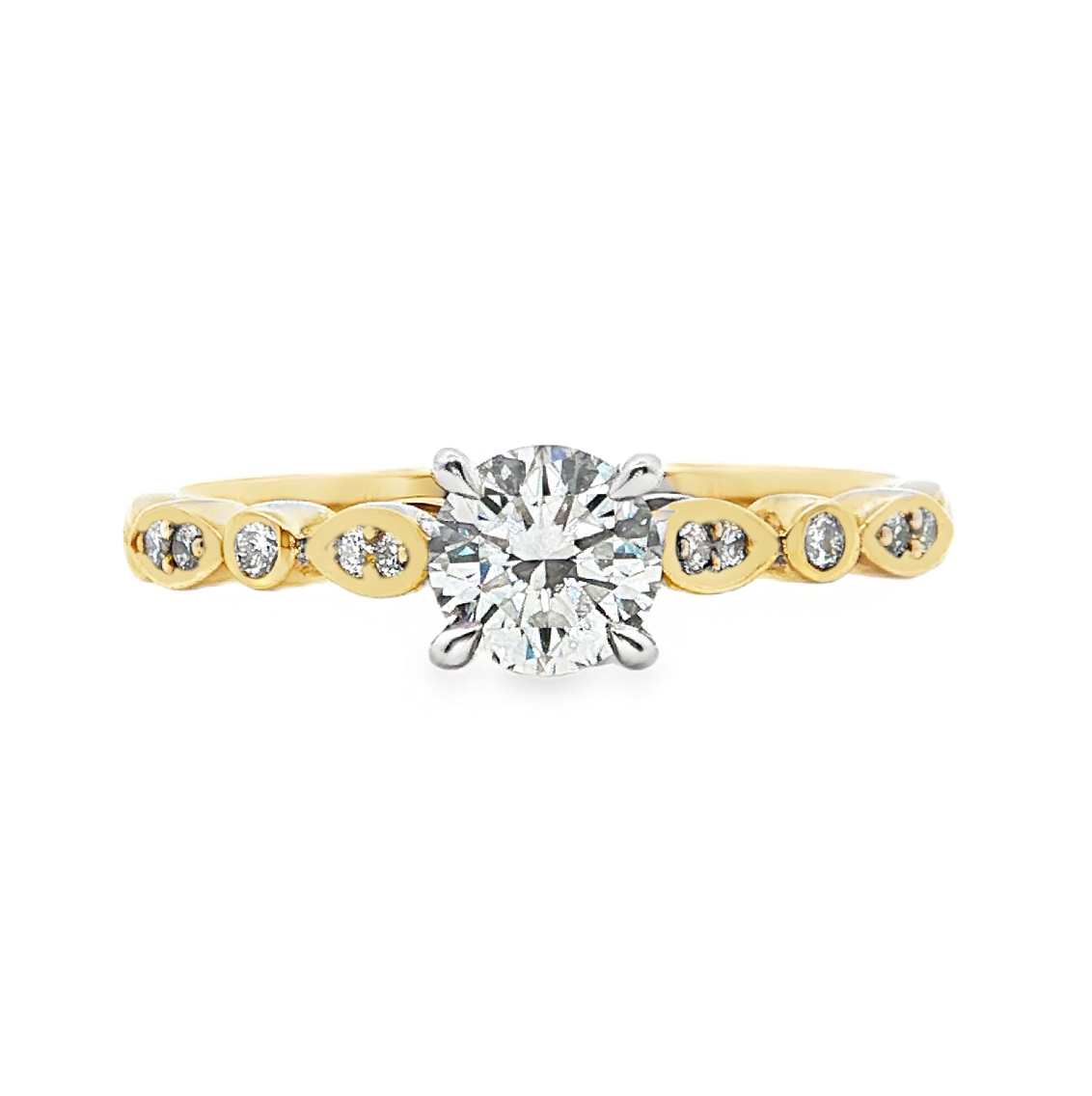 9ct Yellow and White Gold Round Lab Grown Diamond Engagement Ring – 0.57ct TDW