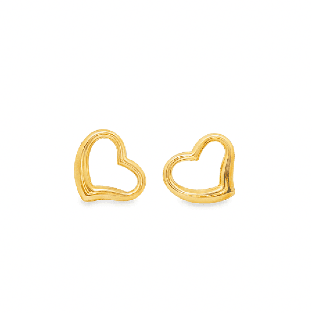 9ct Yellow Gold Open Heart Stud Earrings