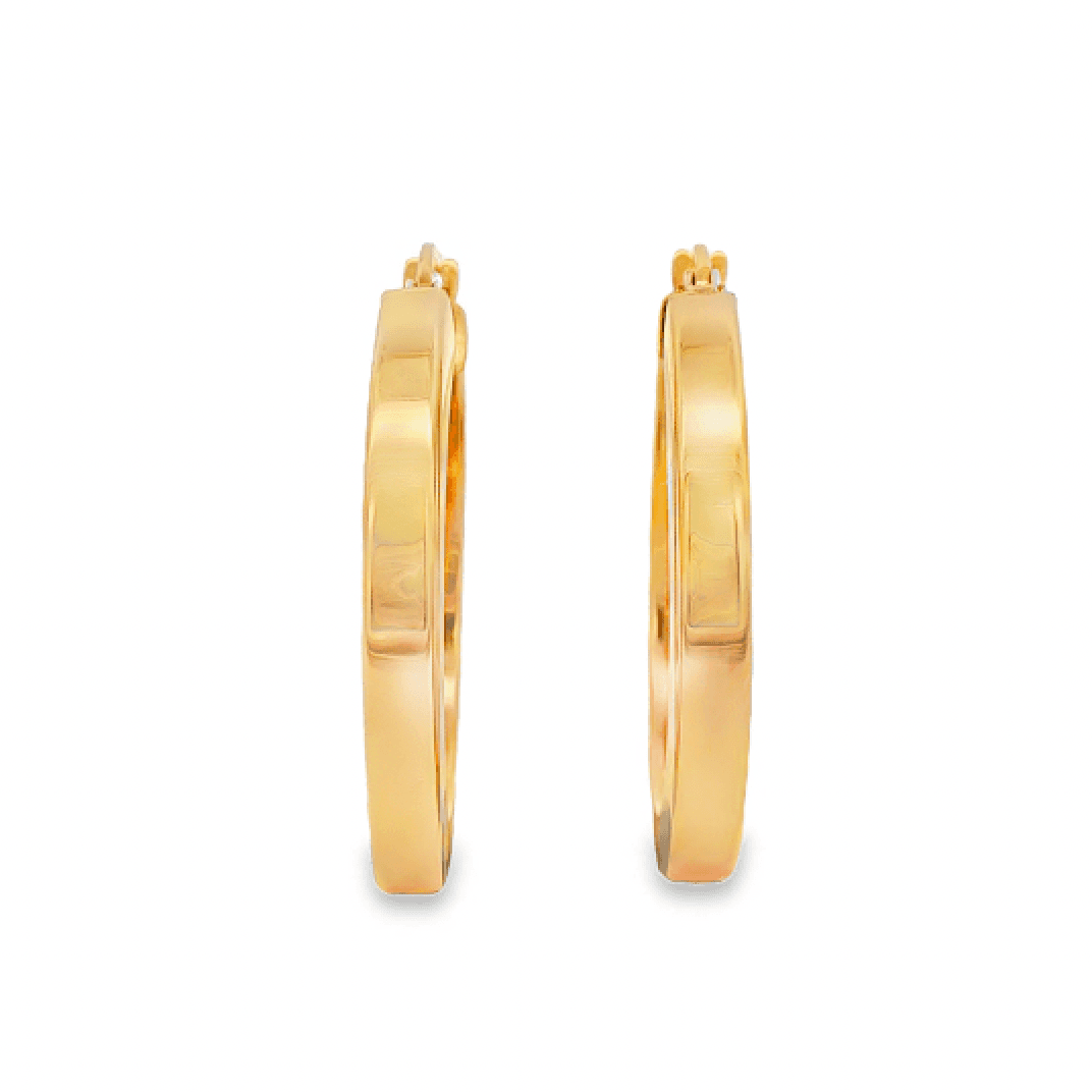 9ct Yellow Gold 20mm Square Hoop Earrings