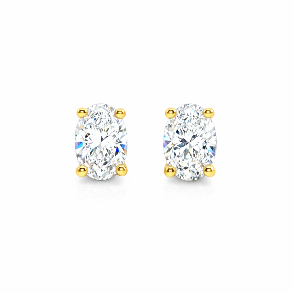 0.50ct 4-Claw Oval Lab-Grown Diamond Stud Earrings in 9ct Yellow Gold