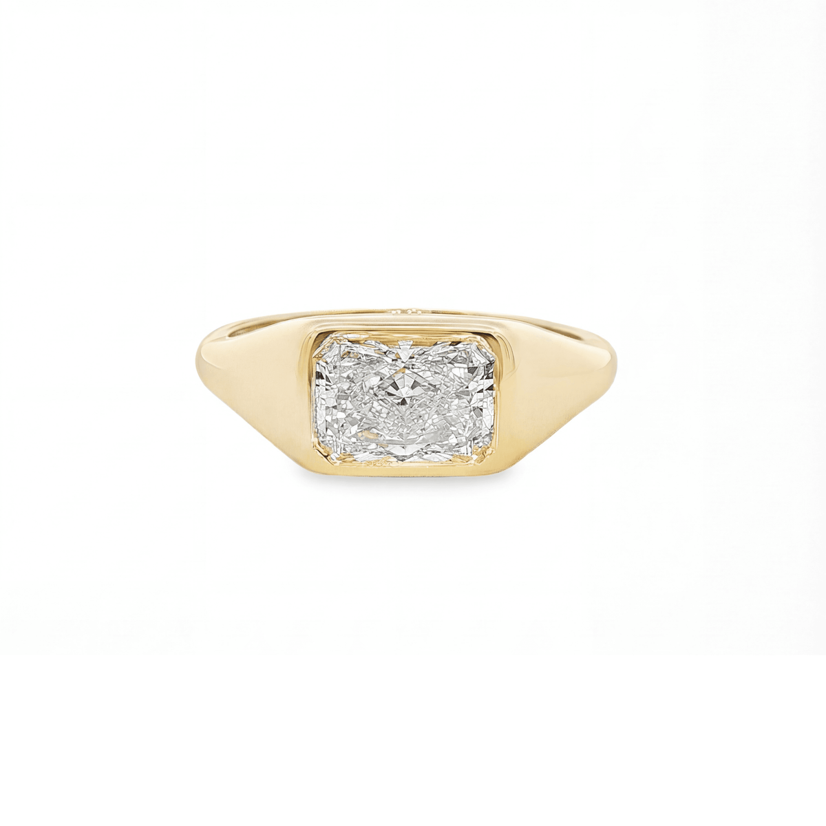 9ct Yellow Gold 1.53ct Radiant Cut Bezel Set Wide Band Statement Ring