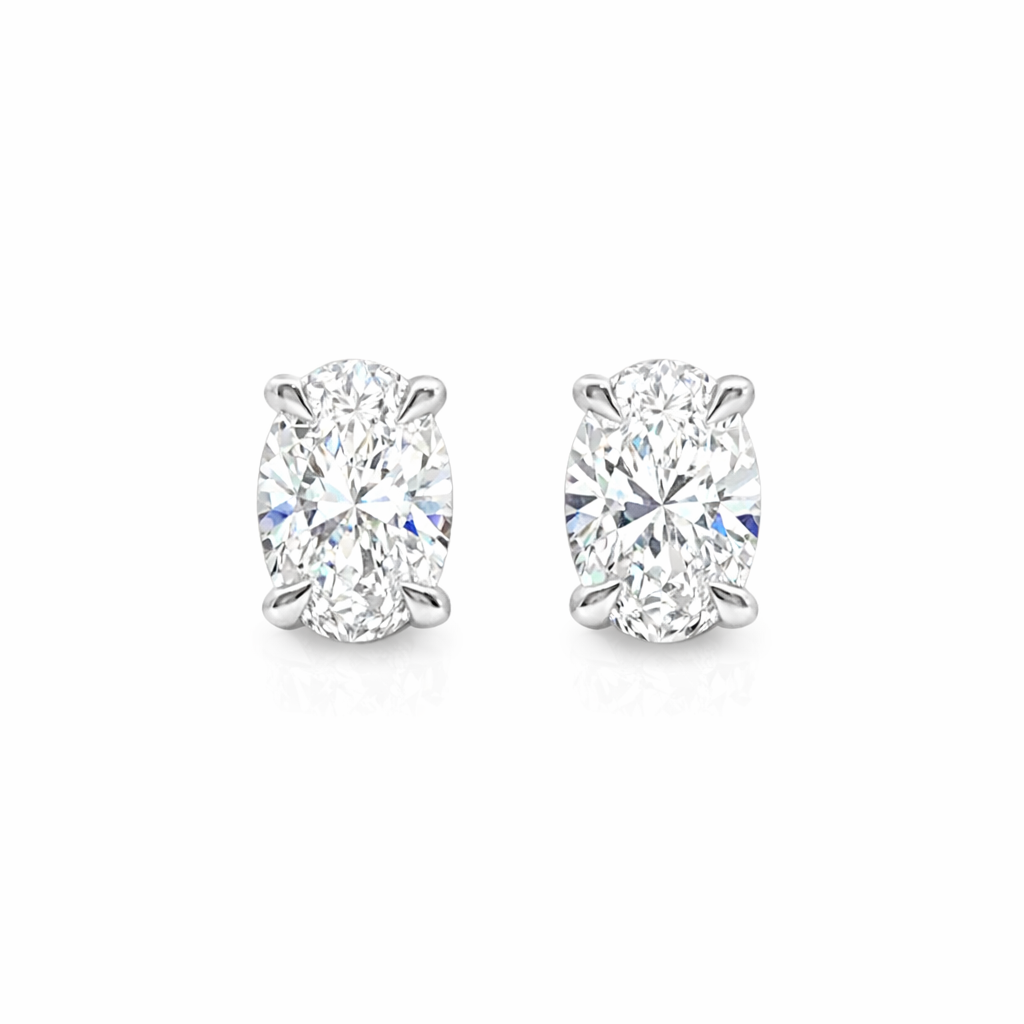 1.00ct 4-Claw Oval Lab-Grown Diamond Stud Earrings in 9ct White Gold