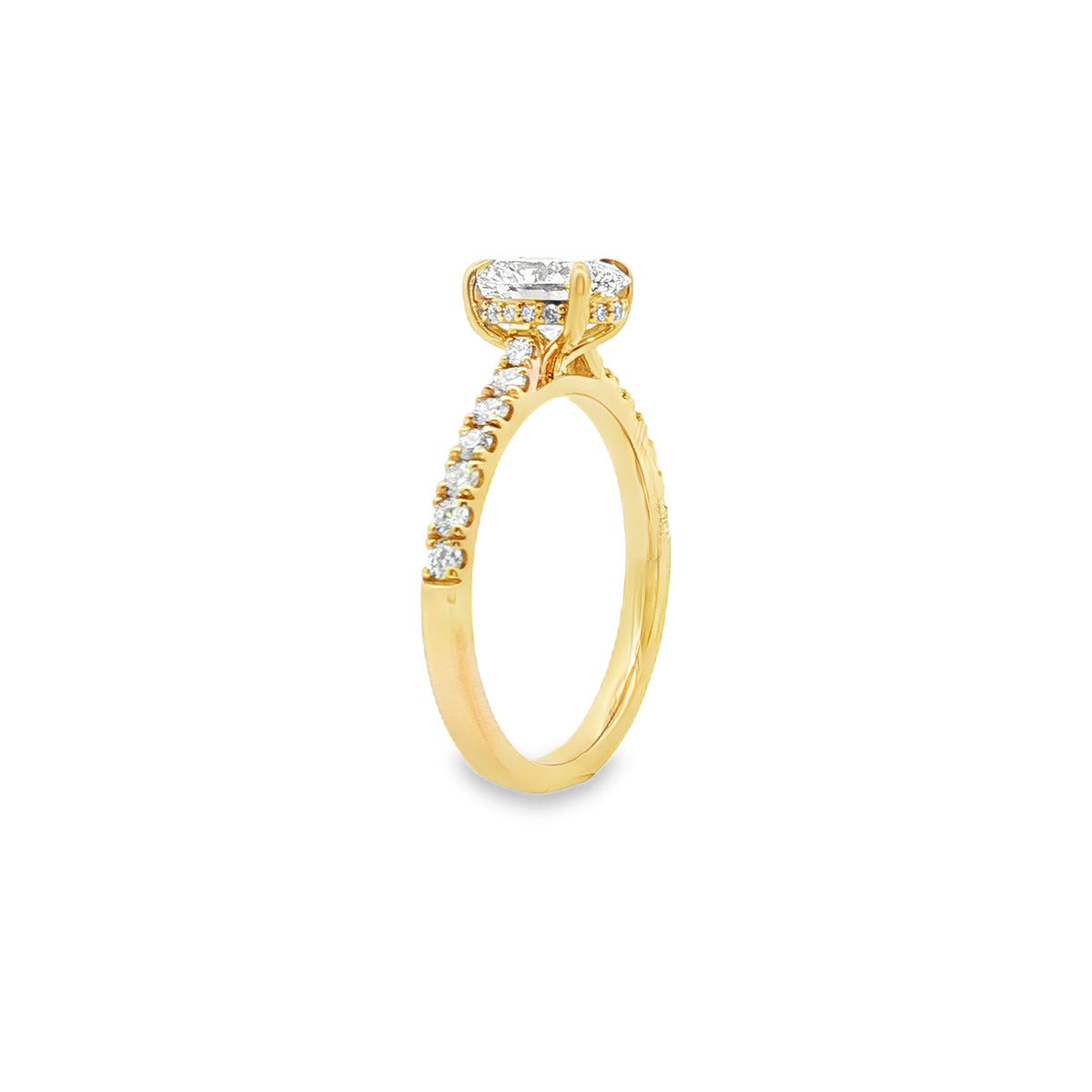 9ct Yellow Gold 1.02ct Oval Cut Claw Solitaire with Hidden Halo Engagement Ring