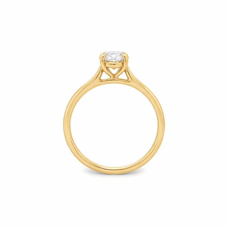 9ct Yellow Gold 1.04ct Oval Cut Claw Solitaire with Cathedral Shoulders Engagement Ring