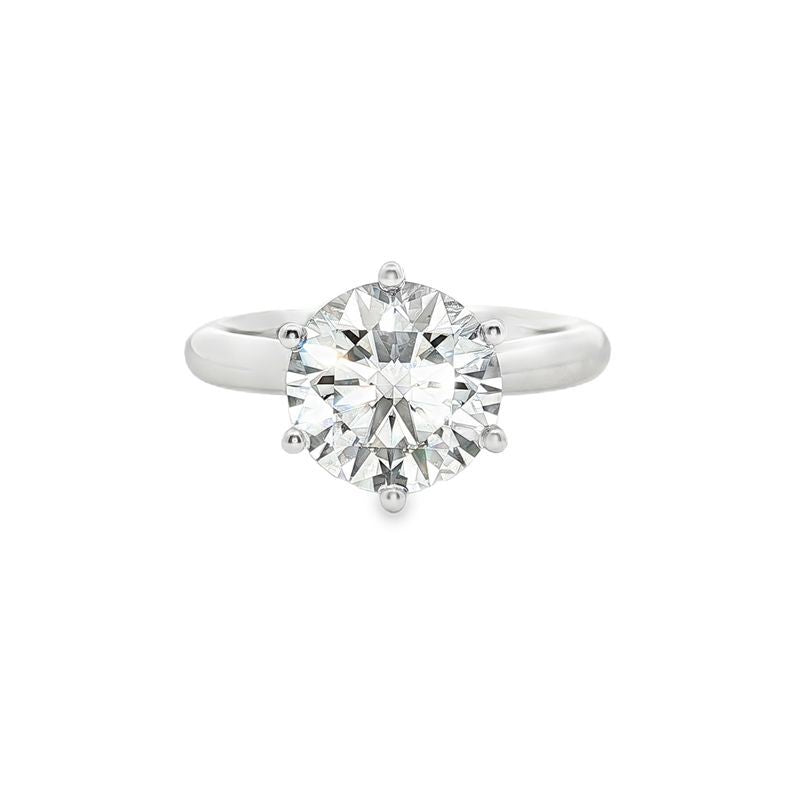 18ct White Gold 3.01ct Round Cut Claw Solitaire Engagement Ring