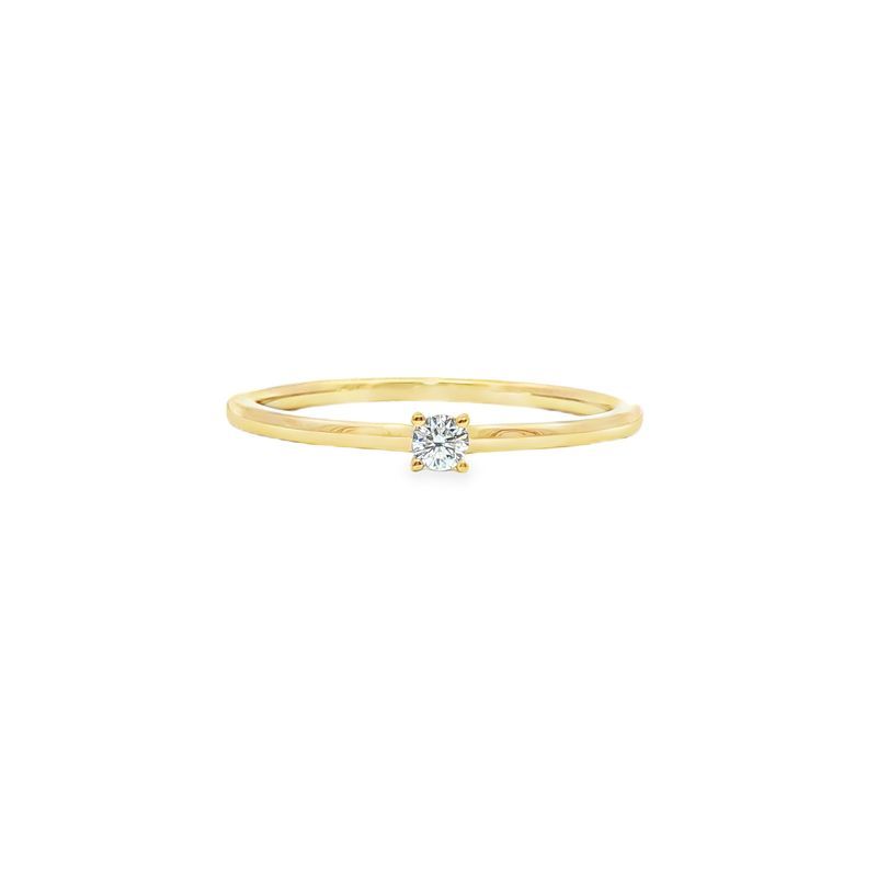9ct Yellow Gold 0.10ct Round Cut Claw Solitaire Engagement Ring