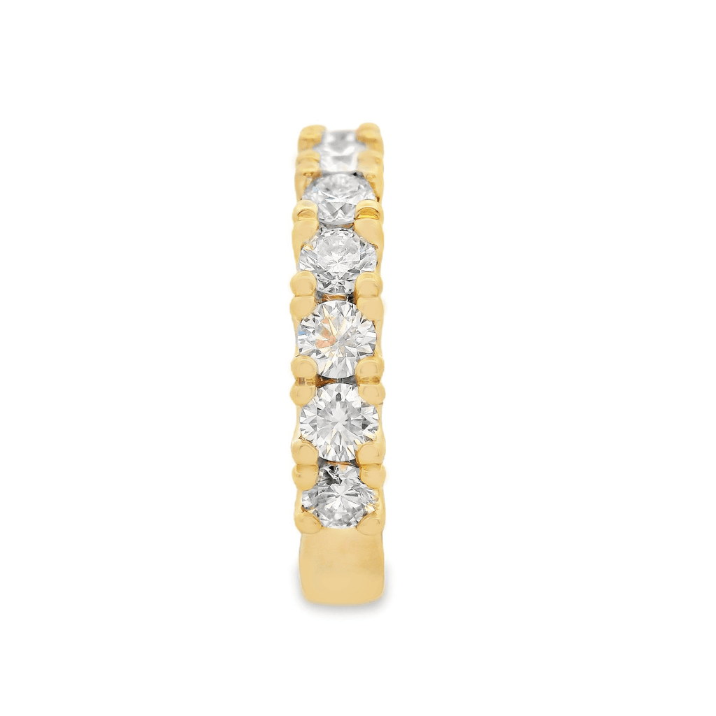 7 Stone Round Brilliant Claw Set Diamond Yellow Gold Wedding Band