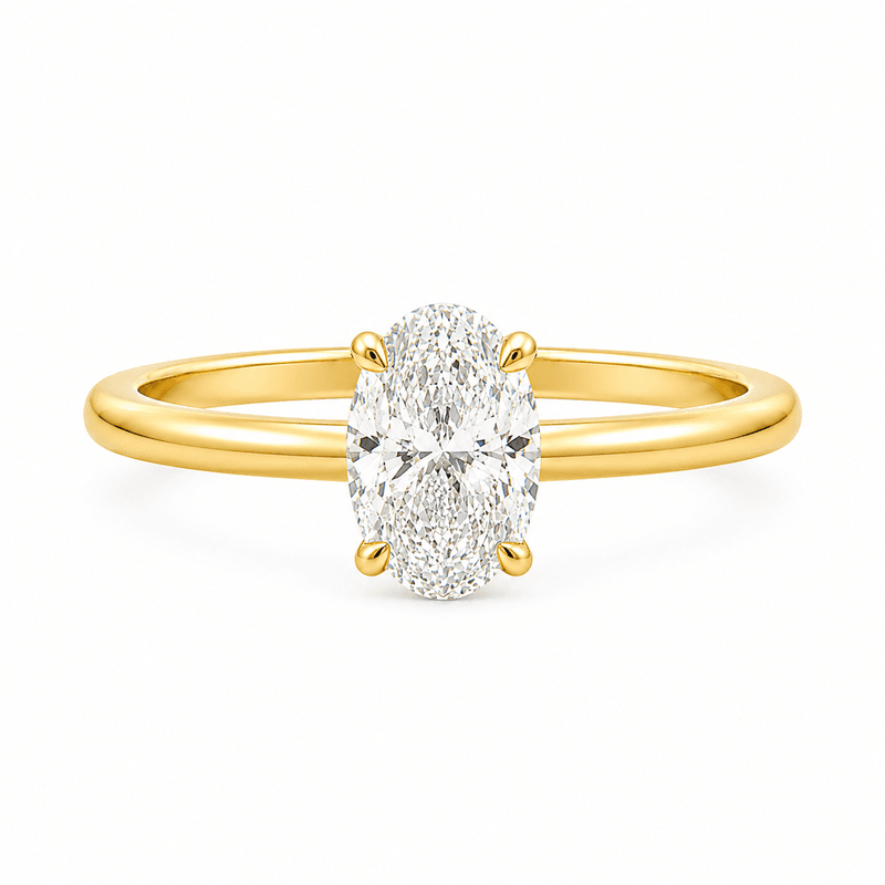 9ct Yellow Gold 1.04ct Oval Cut Claw Solitaire with Cathedral Shoulders Engagement Ring