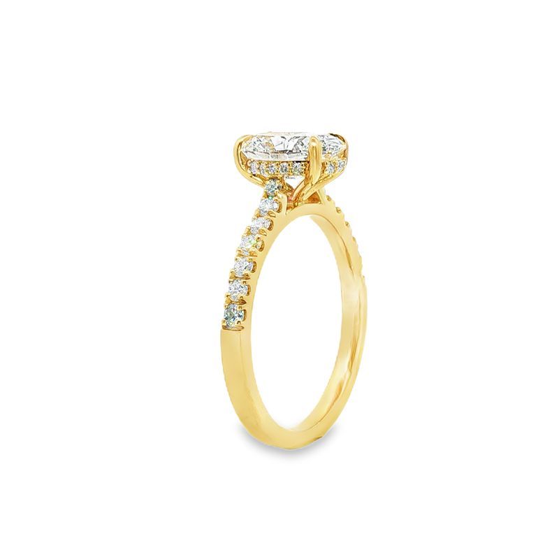 9ct Yellow Gold 1.51ct Oval Cut Claw Solitaire with Hidden Halo Engagement Ring